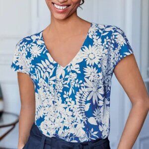Boden V-Neck Ravello Meadow Spring Fresco Floral 4 EUC